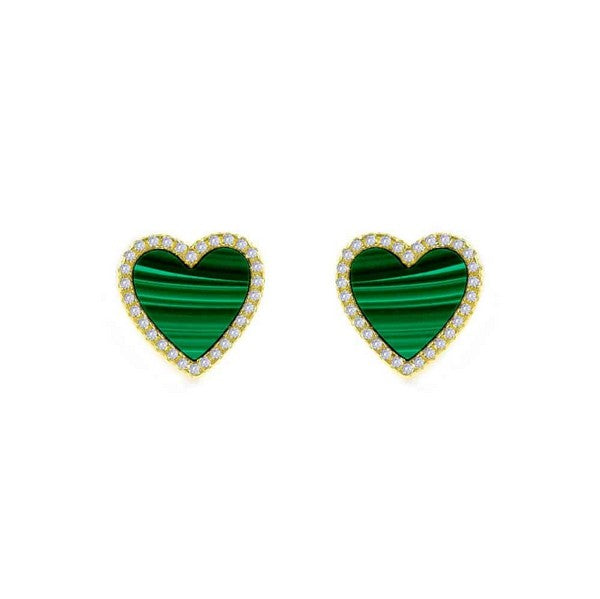 Heart Shaped Malachite Earrings