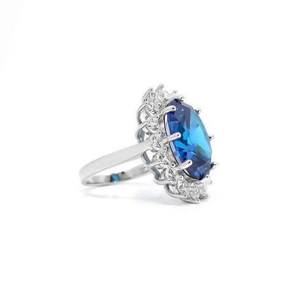 Sapphire Blue Crystalline Ring