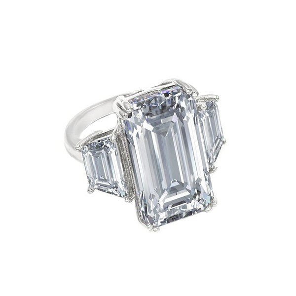 Emerald Diamond White Ring