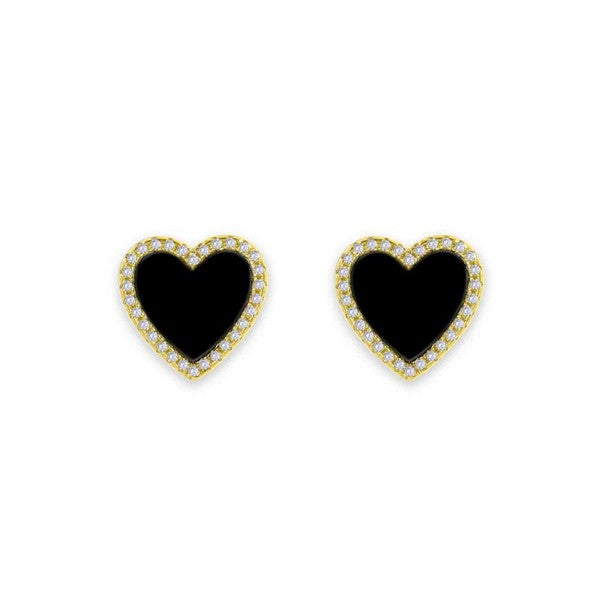 Heart Shaped Onyx Earrings