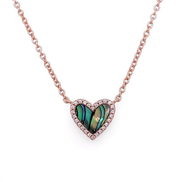 Heart Shaped Black Mother of Pearl Necklace