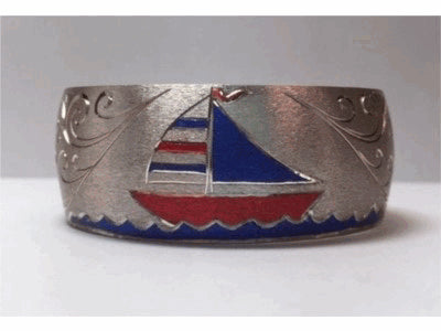 Sailboat Engraved Silver Bracelets